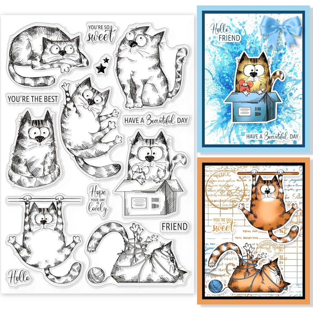 Clear Silicone Stamps For Card Making - Tampons transparents en silicone chat, tampon