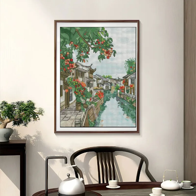 Cross Stitch Stamped Kits Beginners - [[CC904-Water Town Jiangnan] Kit de broderie